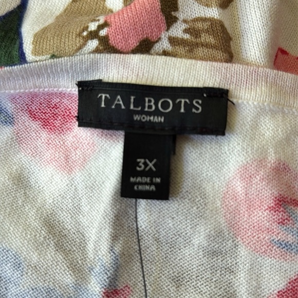 Talbots Woman Cream Floral 3/4 Sleeve Sweater Size 3X NEW - Picture 6 of 7